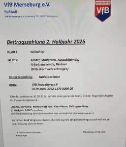 BEITRAGSZAHLUNG 2. HALBJAHR 2026